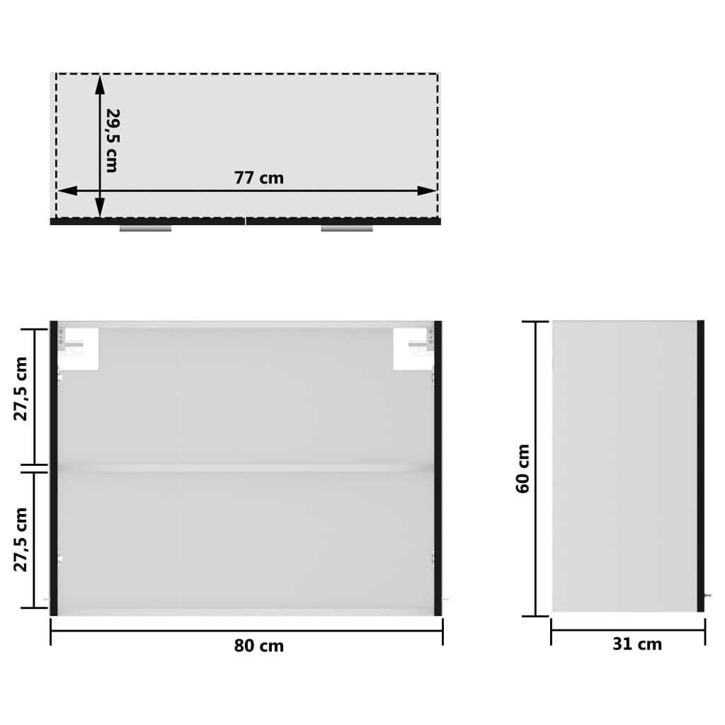 Armadio Sospeso con Vetro Nero 80x31x60 cm in Truciolato - homemem39