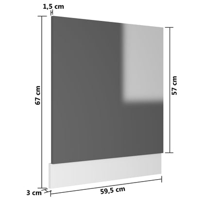 Pannello Lavastoviglie Grigio Lucido 59,5x3x67 cm in Truciolato - homemem39