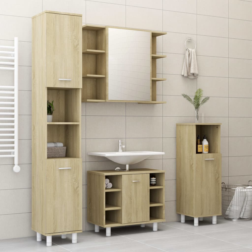 Armadio da Bagno Rovere Sonoma 30x30x95 cm in Truciolato - homemem39