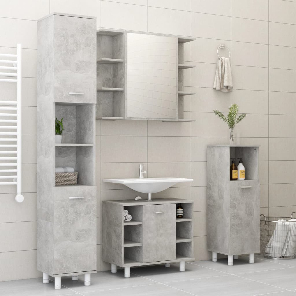 Armadio da Bagno Grigio Cemento 30x30x95 cm in Truciolato - homemem39