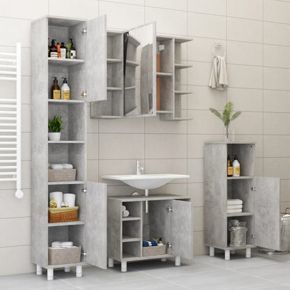 Armadio da Bagno Grigio Cemento 30x30x95 cm in Truciolato - homemem39