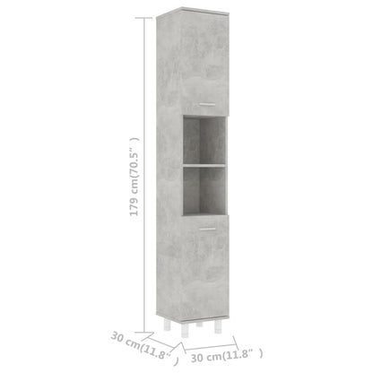 Armadio da Bagno Grigio Cemento 30x30x179 cm in Truciolato - homemem39