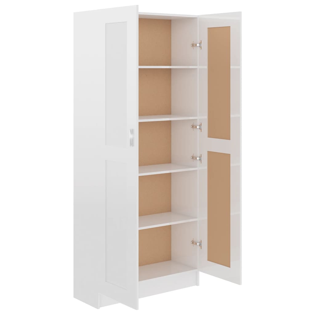 Libreria Bianco Lucido 82,5x30,5x185,5 cm in Legno Multistrato - homemem39