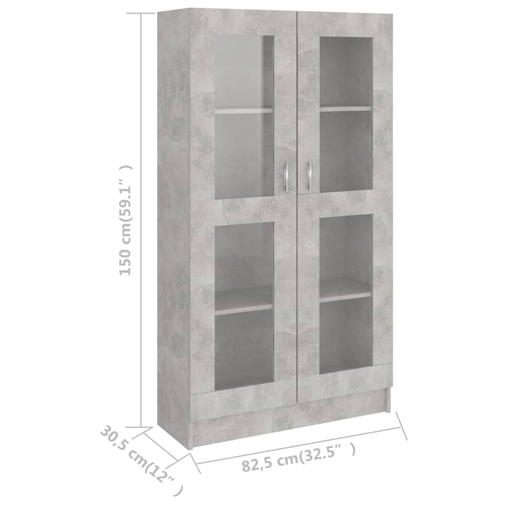 Armadietto e Vetrina Grigio Cemento 82,5x30,5x150 cm Truciolato - homemem39