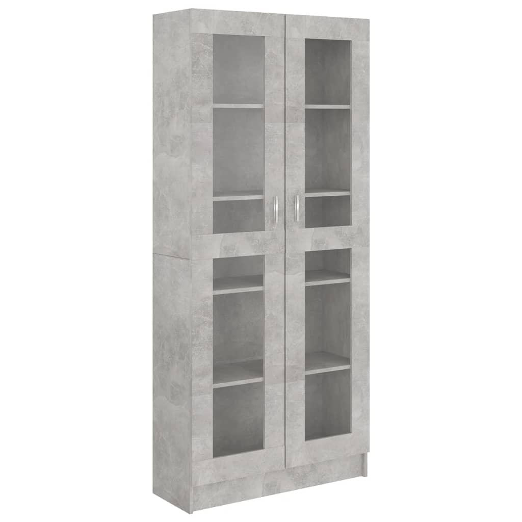 Armadio con Vetrina Grigio Cemento 82,5x30,5x185,5cm Truciolato - homemem39