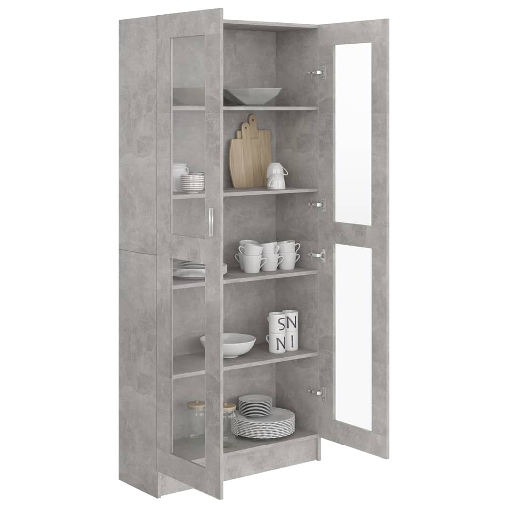 Armadio con Vetrina Grigio Cemento 82,5x30,5x185,5cm Truciolato - homemem39