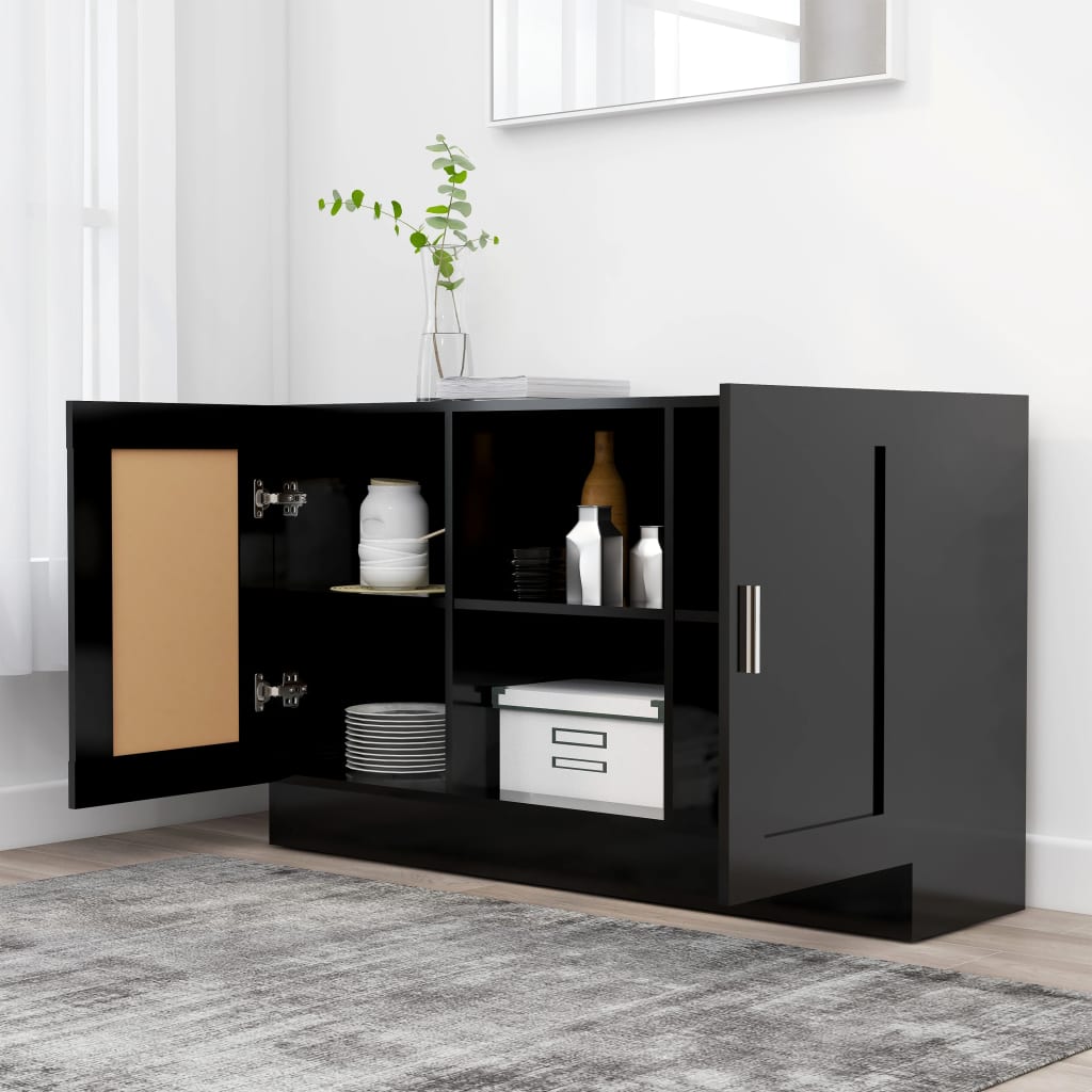 Credenza Nera 120x30,5x70 cm in Truciolato - homemem39