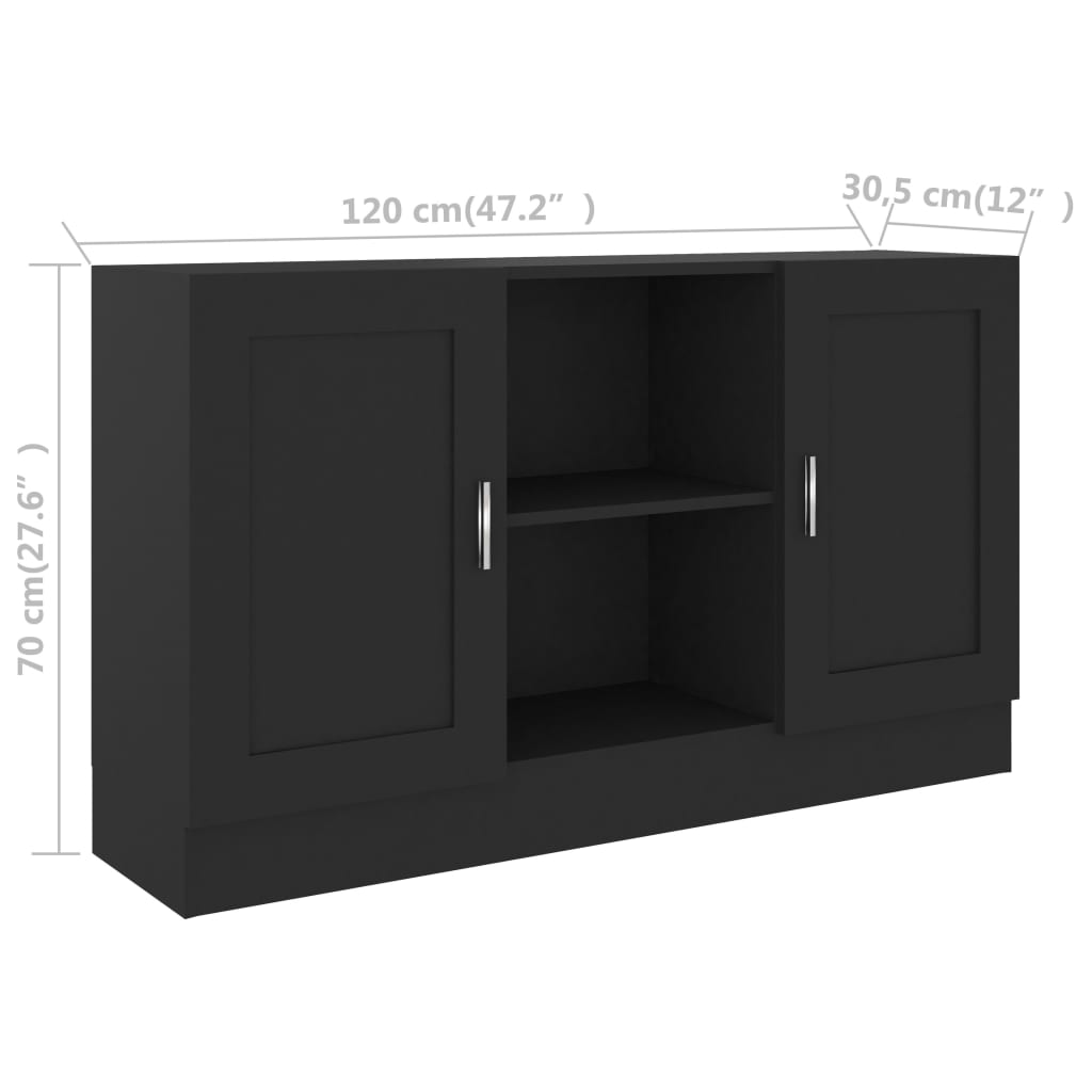 Credenza Nera 120x30,5x70 cm in Truciolato - homemem39