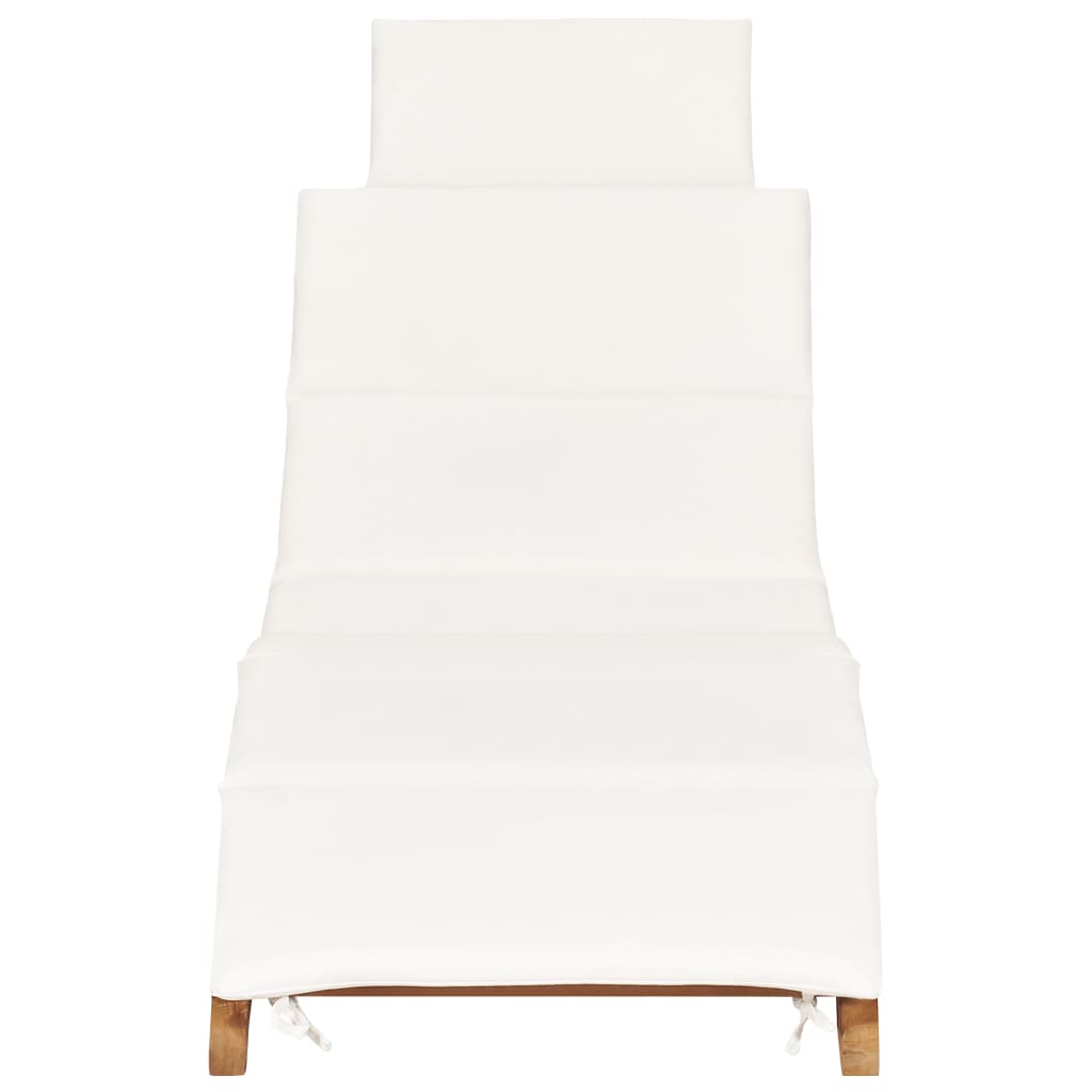 idaXL Lettino Prendisole Pieghevole con Cuscino Bianco Crema in Teak - homemem39