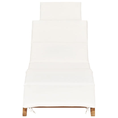 idaXL Lettino Prendisole Pieghevole con Cuscino Bianco Crema in Teak - homemem39