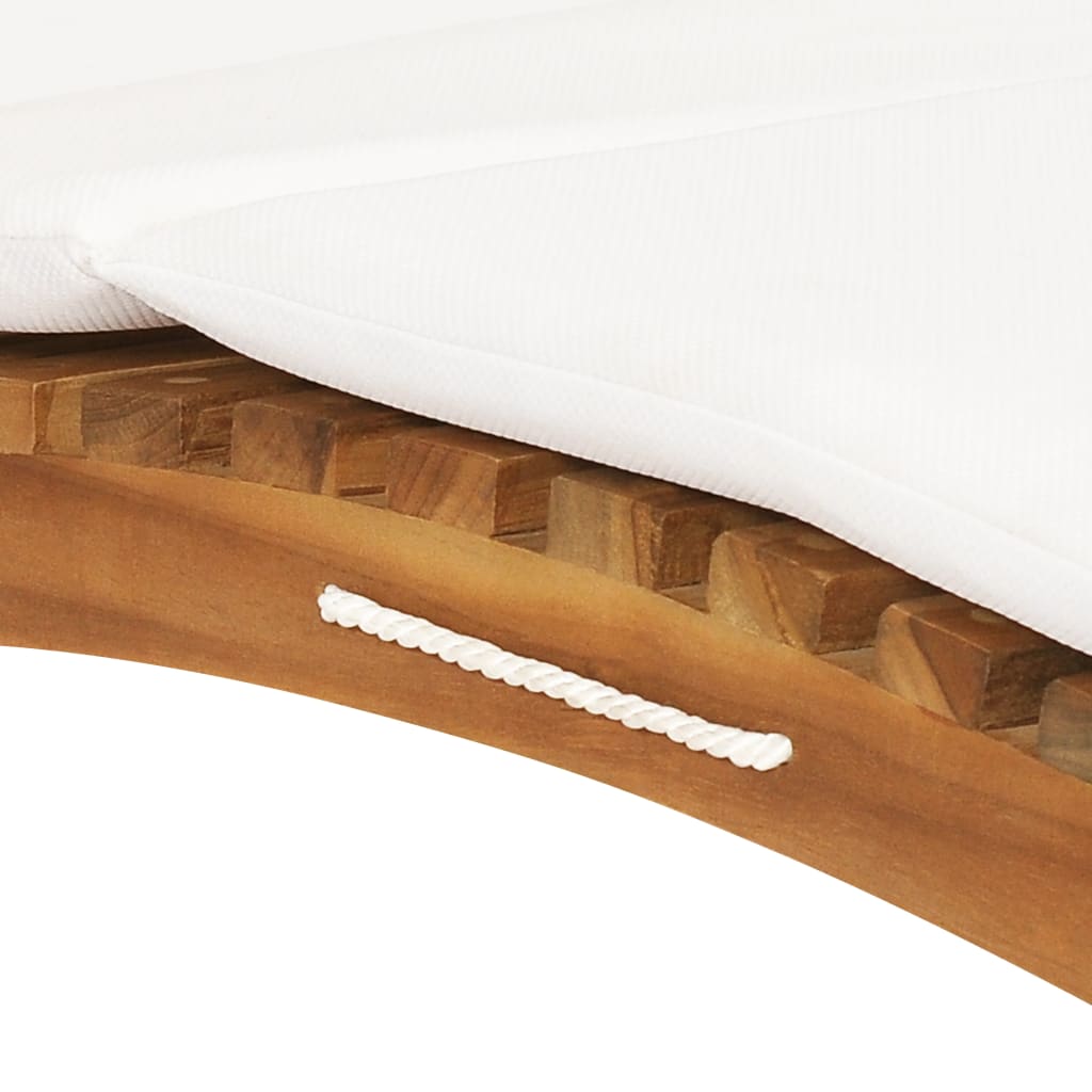 idaXL Lettino Prendisole Pieghevole con Cuscino Bianco Crema in Teak - homemem39