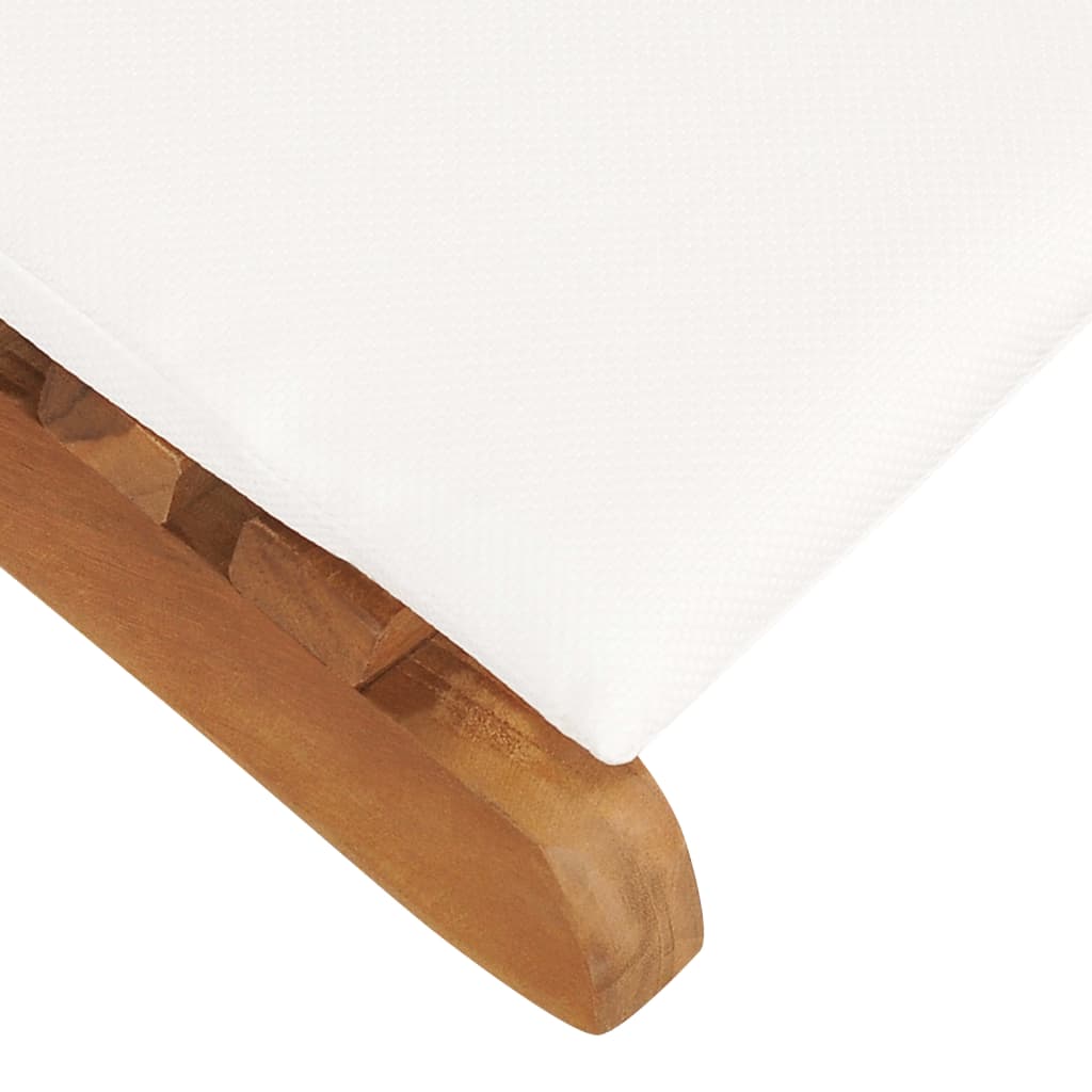 idaXL Lettino Prendisole Pieghevole con Cuscino Bianco Crema in Teak - homemem39