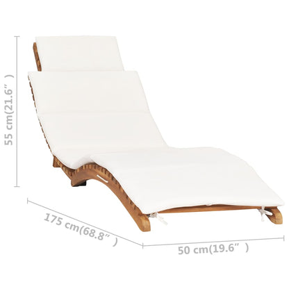 idaXL Lettino Prendisole Pieghevole con Cuscino Bianco Crema in Teak - homemem39