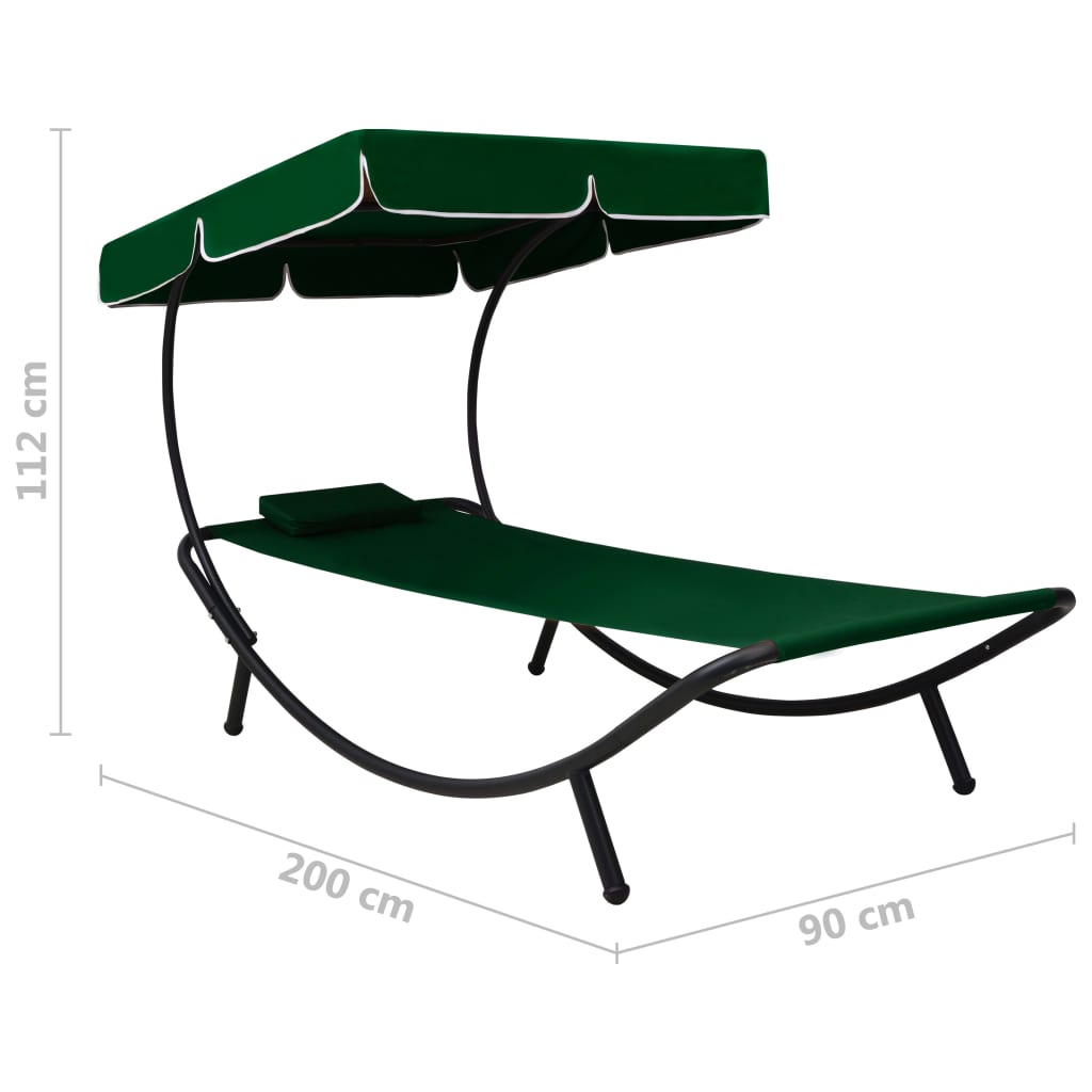 Lettino Prendisole con Baldacchino e Cuscino Verde - homemem39