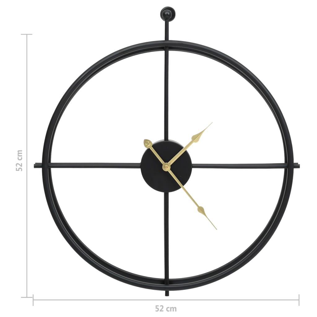 Orologio da Parete Nero 52 cm in Ferro - homemem39