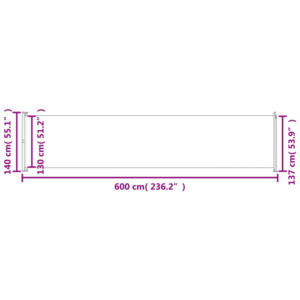 Tenda Laterale Retrattile per Patio 140x600 cm Marrone - homemem39