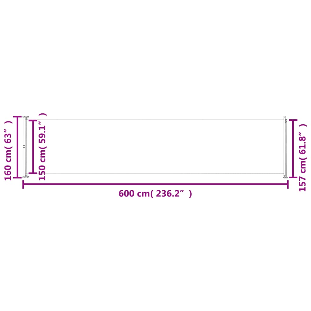 Tenda Laterale Retrattile per Patio 600x160 cm Nera - homemem39