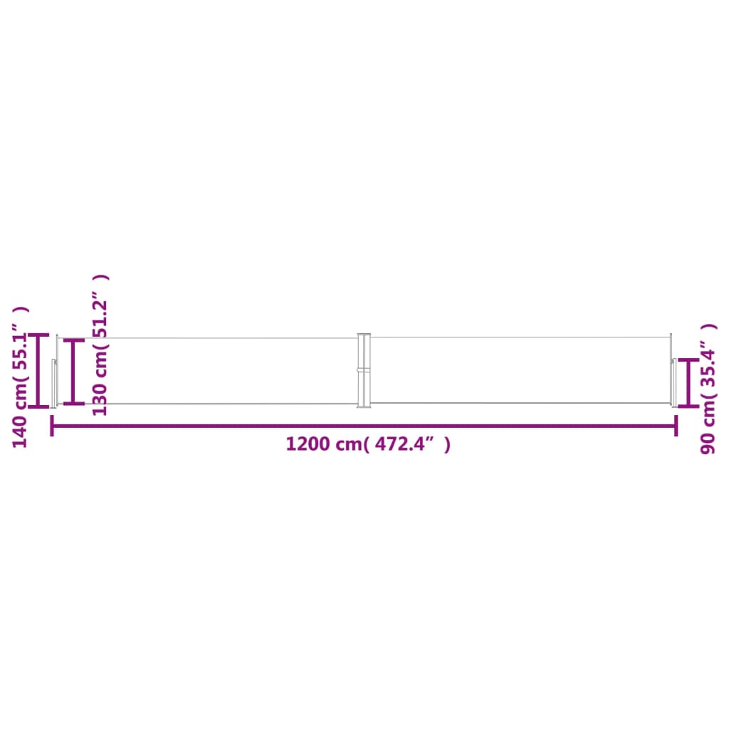 Tenda Laterale Retrattile per Patio 140x1200 cm Nera - homemem39