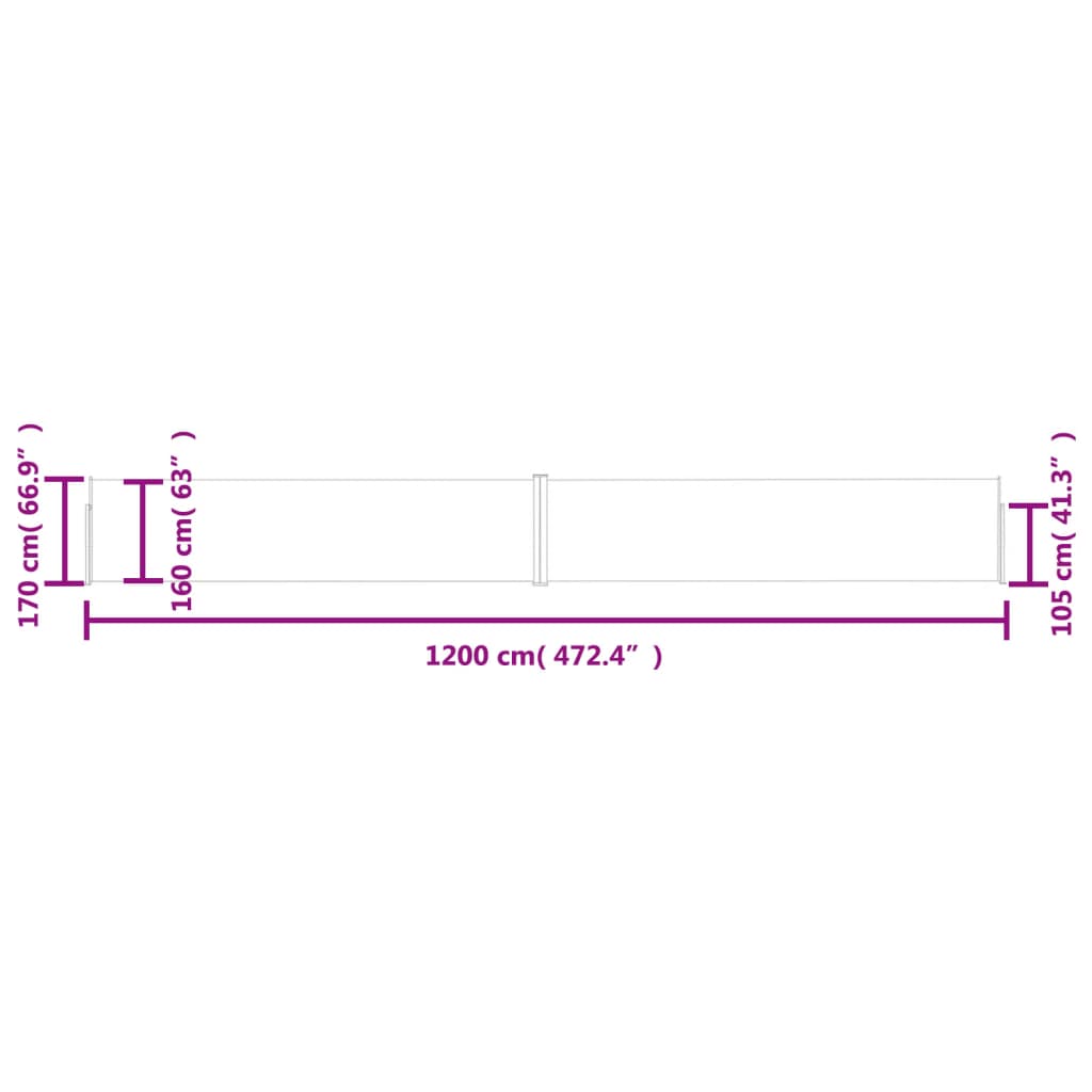 Tenda Laterale Retrattile per Patio 170x1200 cm Marrone - homemem39