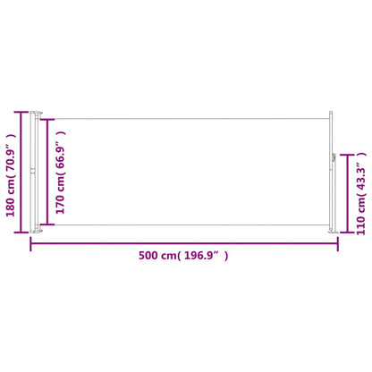 Tenda Laterale Retrattile per Patio 180x500 cm Crema - homemem39