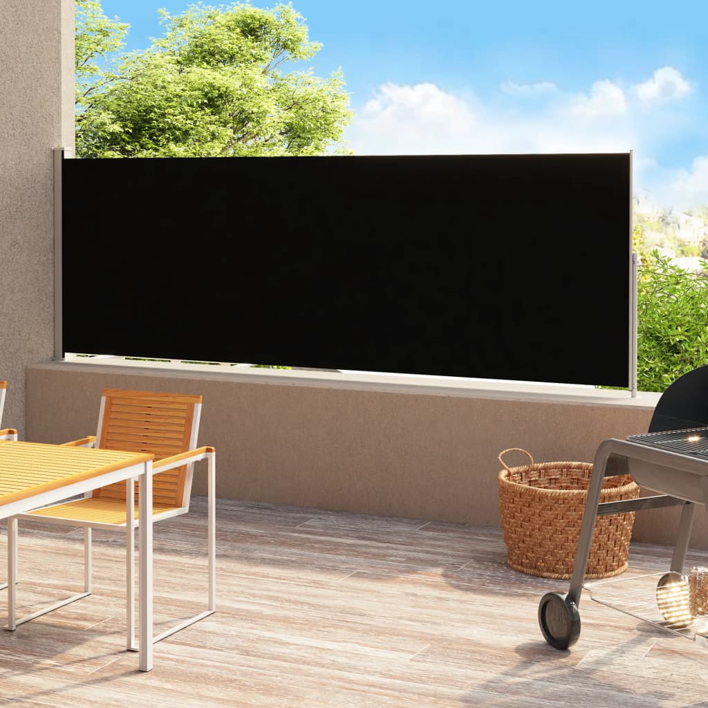 Tenda Laterale Retrattile per Patio 200x500 cm Nera - homemem39