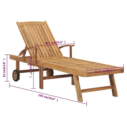 Lettino Prendisole in Legno Massello di Teak - homemem39