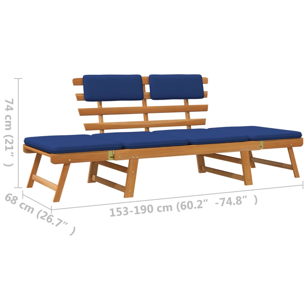 Panca da Giardino Cuscini 2-in-1 190 cm Legno Massello d'Acacia - homemem39