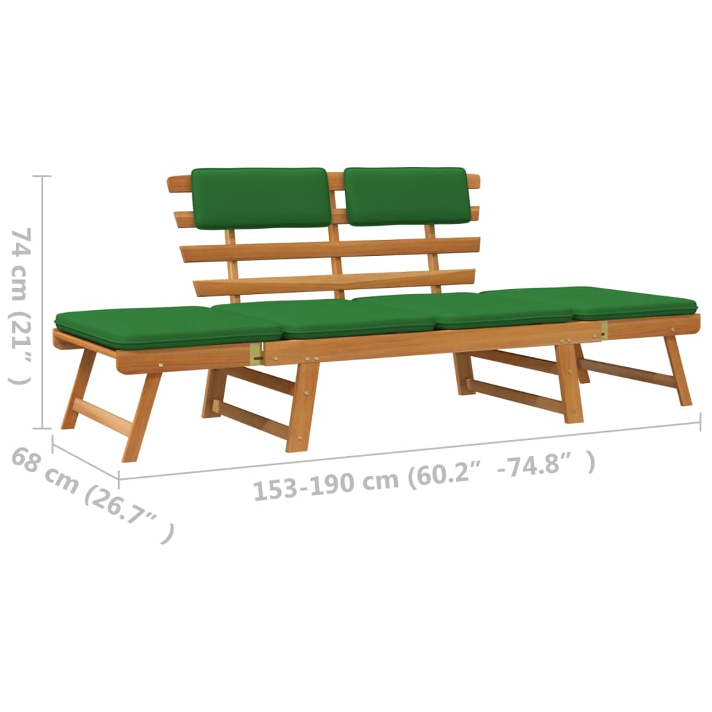 Panca da Giardino Cuscini 2-in-1 190 cm Legno Massello d'Acacia - homemem39