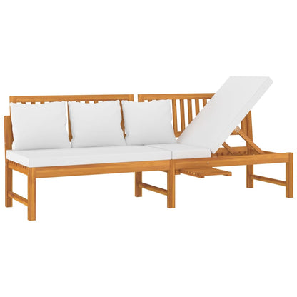 Dormeuse con Cuscino Crema 200x60x75cm Legno Massello di Acacia - homemem39