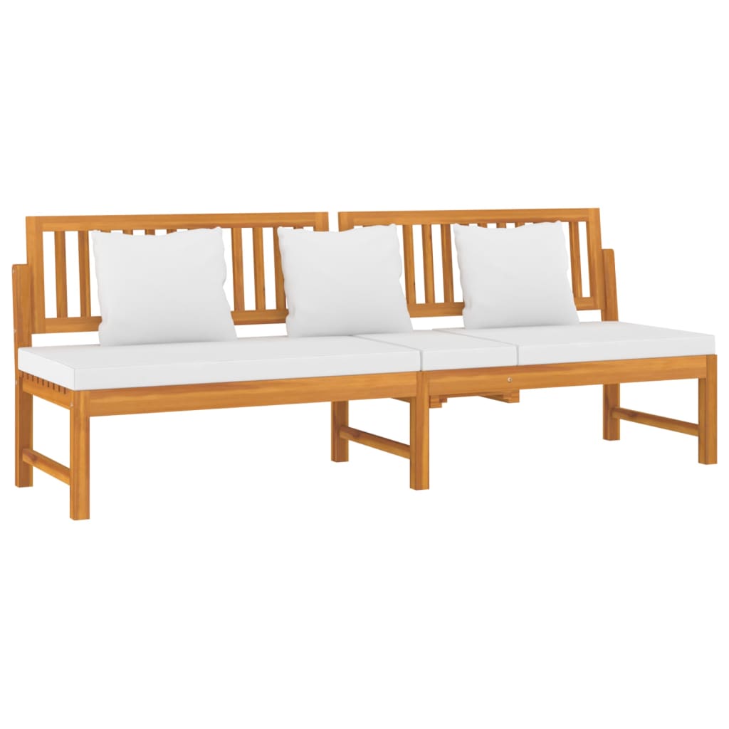 Dormeuse con Cuscino Crema 200x60x75cm Legno Massello di Acacia - homemem39