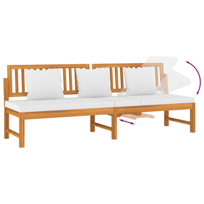 Dormeuse con Cuscino Crema 200x60x75cm Legno Massello di Acacia - homemem39