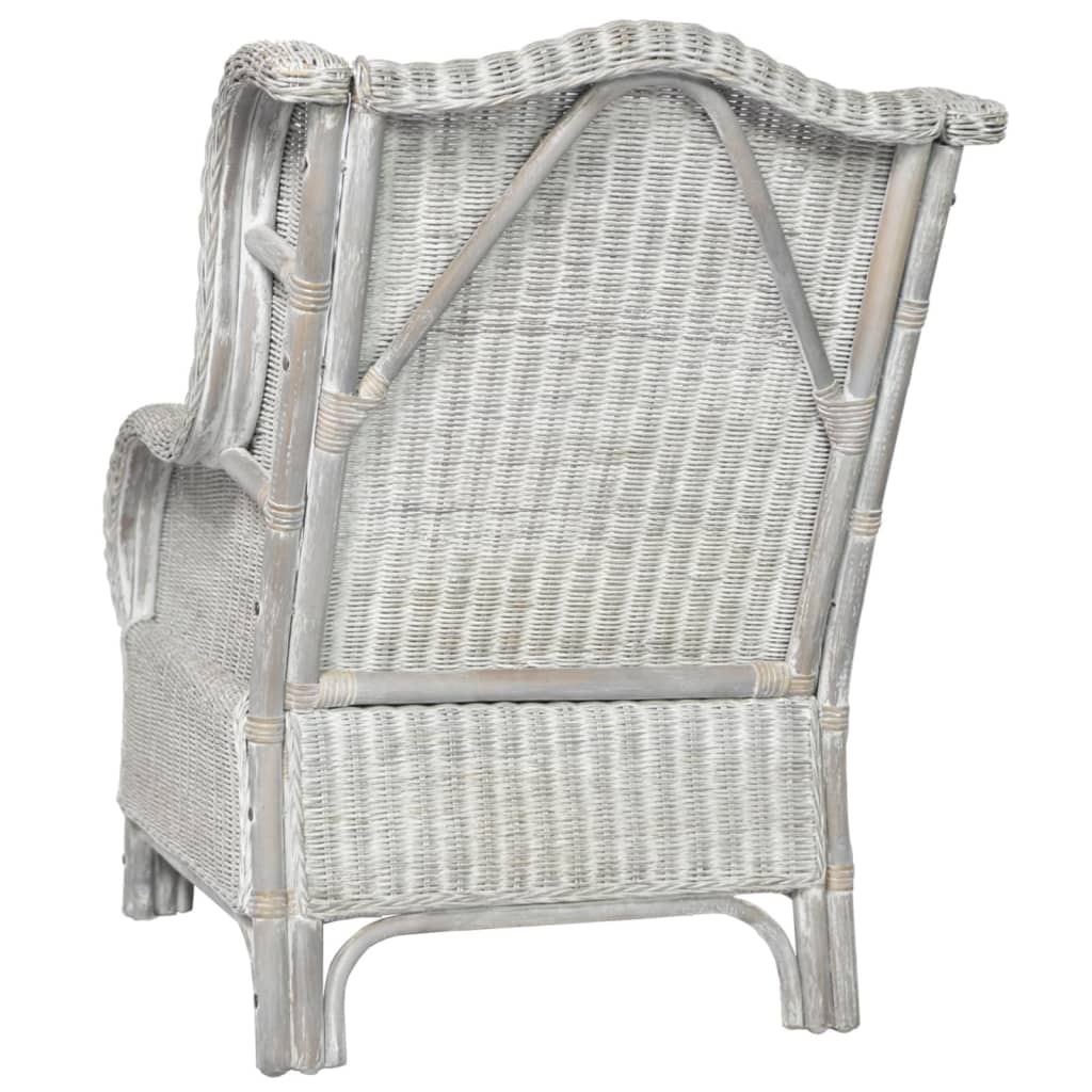 Divano con Cuscino Grigio in Rattan Naturale e Lino - homemem39