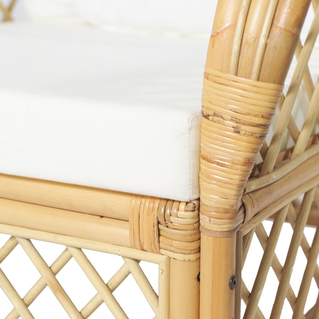 Divano con Cuscino in Rattan Naturale e Lino - homemem39