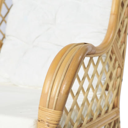 Divano con Cuscino in Rattan Naturale e Lino - homemem39