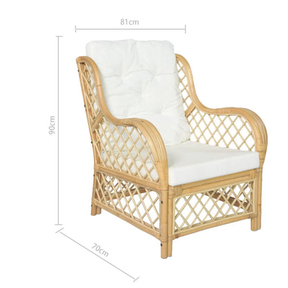 Divano con Cuscino in Rattan Naturale e Lino - homemem39