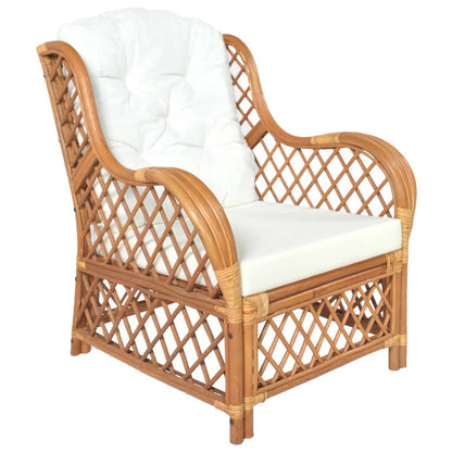 Divano con Cuscino Marrone Chiaro in Rattan Naturale e Lino - homemem39