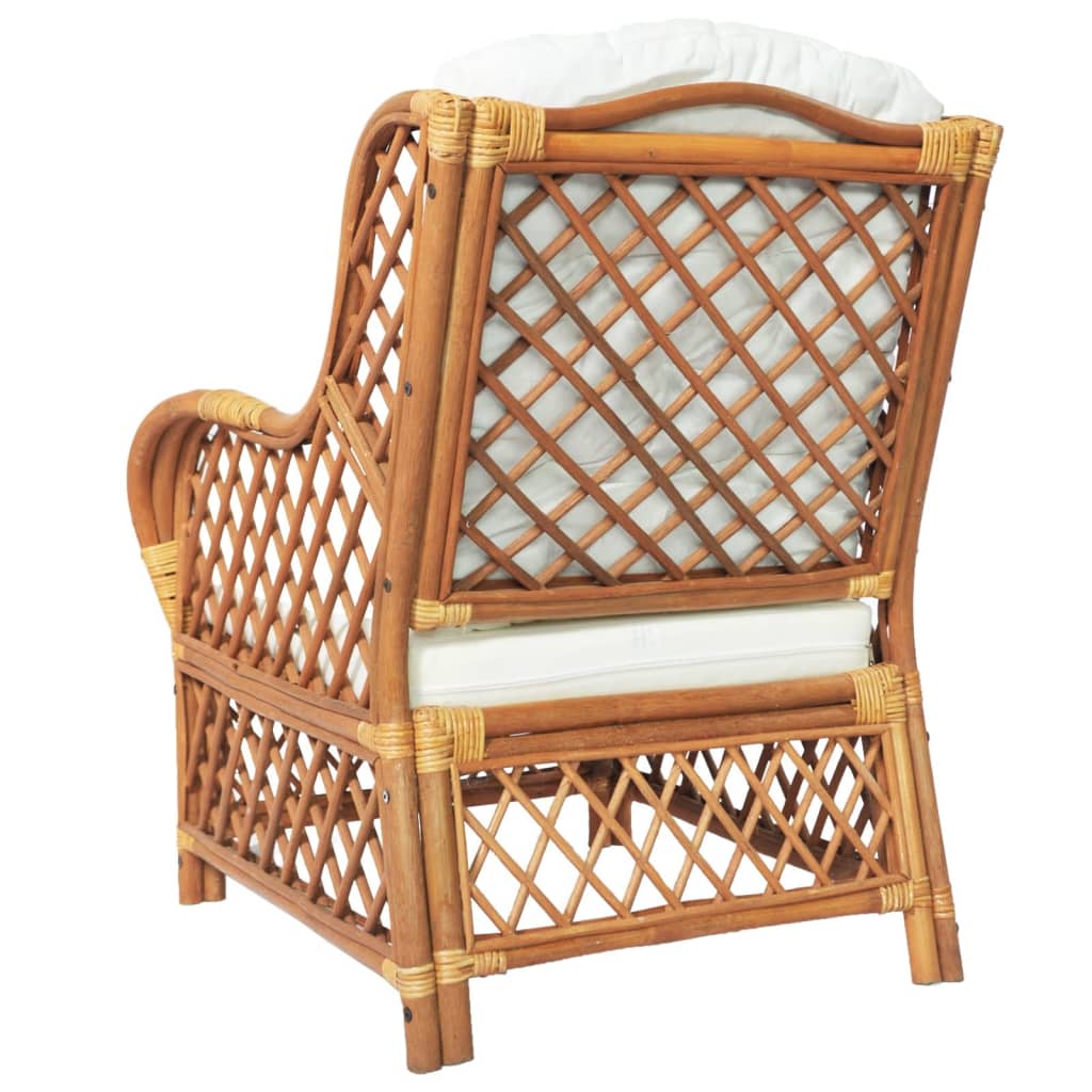 Divano con Cuscino Marrone Chiaro in Rattan Naturale e Lino - homemem39