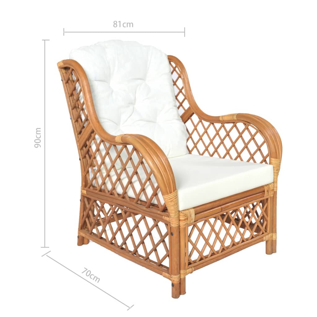 Divano con Cuscino Marrone Chiaro in Rattan Naturale e Lino - homemem39