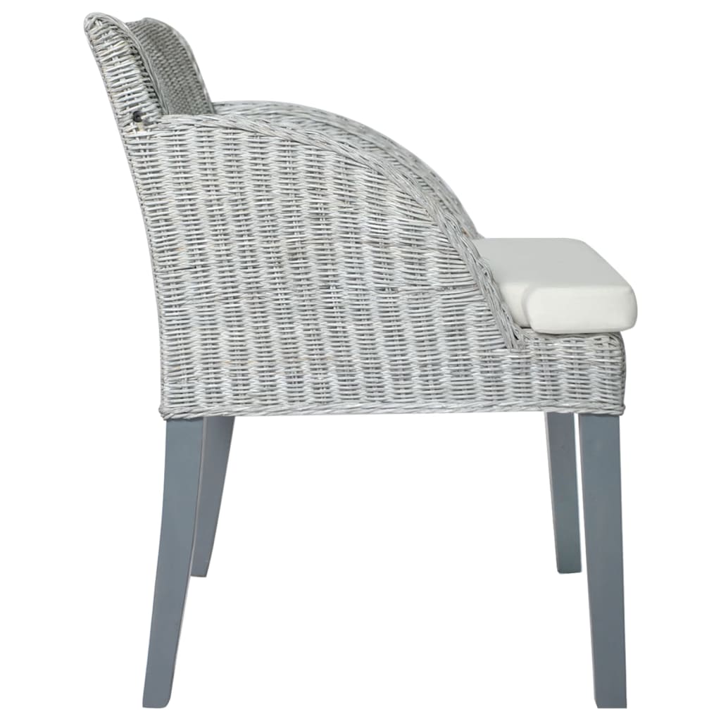 Sedia da Pranzo con Cuscino Grigio in Rattan Naturale - homemem39