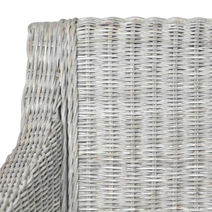 Sedia da Pranzo con Cuscino Grigio in Rattan Naturale - homemem39