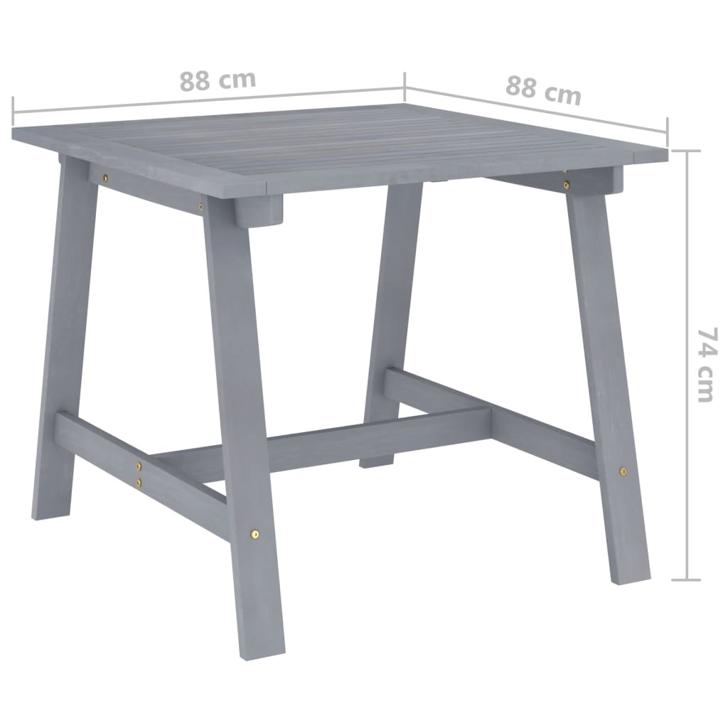 Tavolo da Pranzo da Giardino Grigio 88x88x74 cm Massello Acacia - homemem39