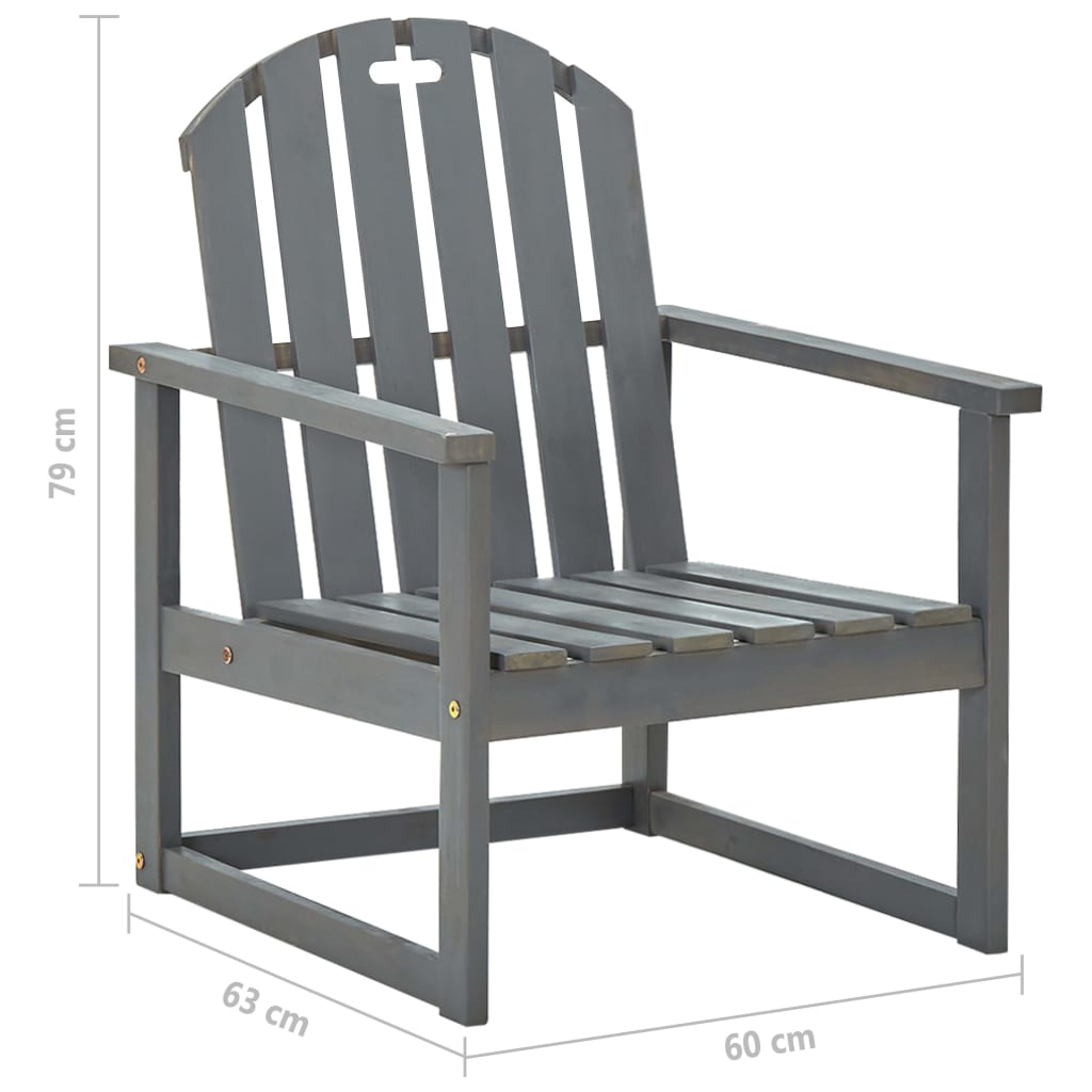 Sedie da Giardino 2 pz Grigie in Legno Massello di Acacia - homemem39