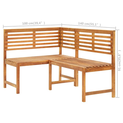 Panca da Giardino ad Angolo 140 cm Legno Massello Acacia - homemem39