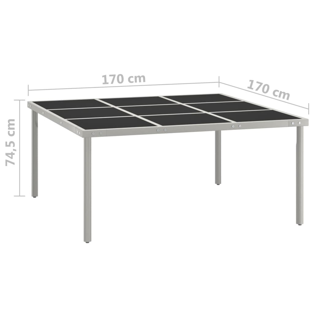 Tavolo da Giardino 170x170x74,5 cm in Vetro e Acciaio - homemem39