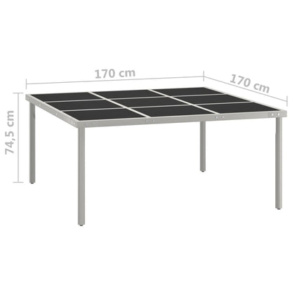 Tavolo da Giardino 170x170x74,5 cm in Vetro e Acciaio - homemem39