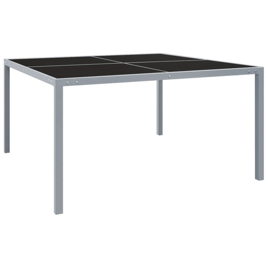 Tavolo da Giardino 130x130x72 cm Grigio in Acciaio e Vetro - homemem39