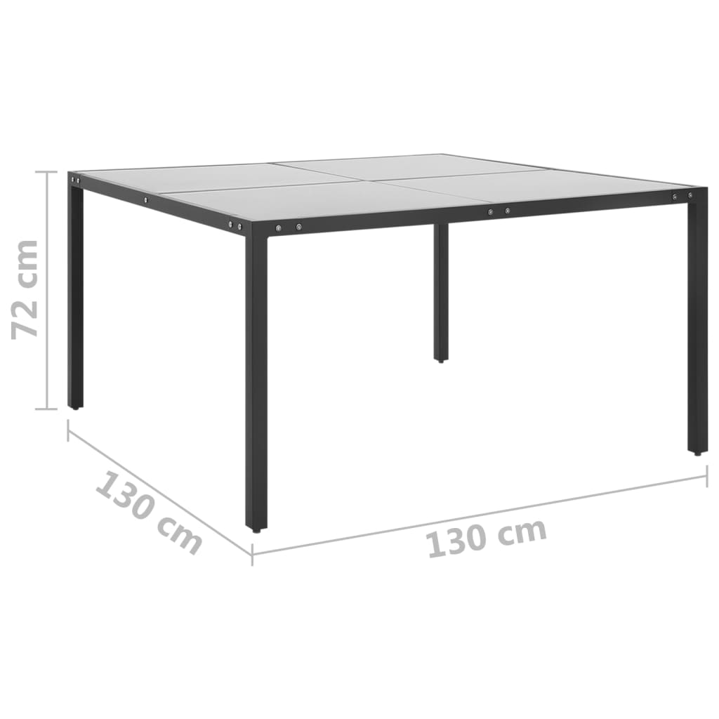 Tavolo da Giardino Antracite 130x130x72 cm in Acciaio e Vetro - homemem39