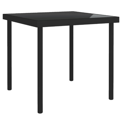 Tavolo da Pranzo per Esterni Nero 80x80x72 cm Vetro e Acciaio - homemem39