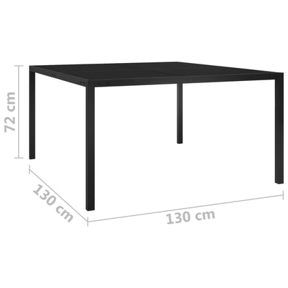 Tavolo da Giardino 130x130x72 cm Nero in Acciaio e Vetro - homemem39