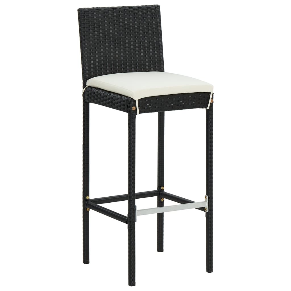 Sgabelli da Bar con Cuscini 2 pz Neri in Polyrattan - homemem39